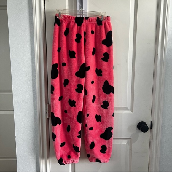 Super Cute Kawaii fleece pink cow pajama lounge set size S/M - Picture 11 of 15